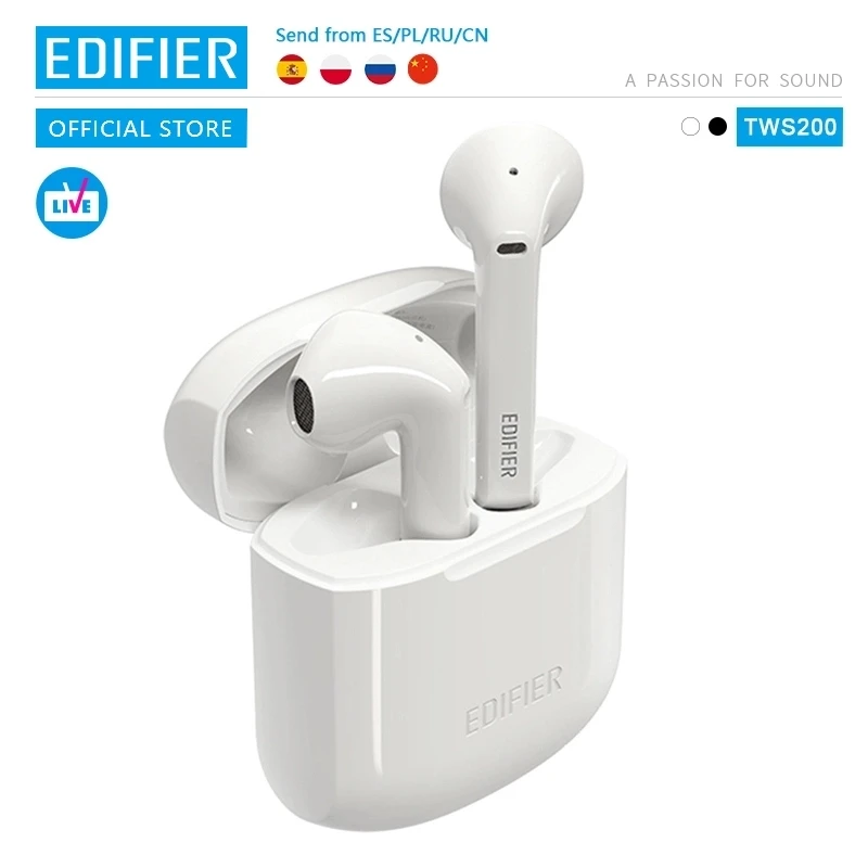 EDIFIER TWS200 TWS Earbuds Qualcomm aptX Wireless earphone Bluetooth 5.0 cVc Dual MIC Noise cancelling up to 24h playback time