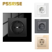 pssrise eu standard power socket electrical outlet wall crystal glass panel power socket plug grounded wall power socket 8686