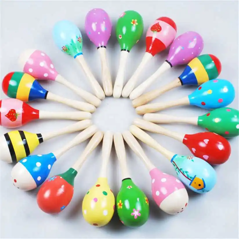 

Baby toysMini Wooden Ball Children Toys Percussion Musical Instruments Sand Hammer practice baby's listening free shipping B0779