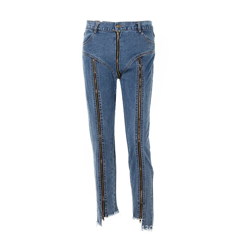 

Zipper Jeans Women's New Trend High Waist Loose Women's Washed Pants Torre Pants
