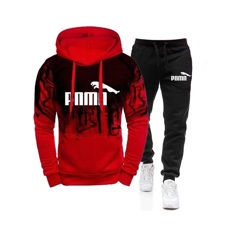 Комплекты из 2 предметов спортивный костюм для мужчин с капюшоном толстовка +