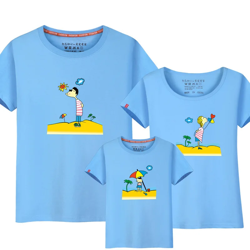 Одежда для семьи родителей и детей Mommy and Me одинаковые наряды с круглым вырезом