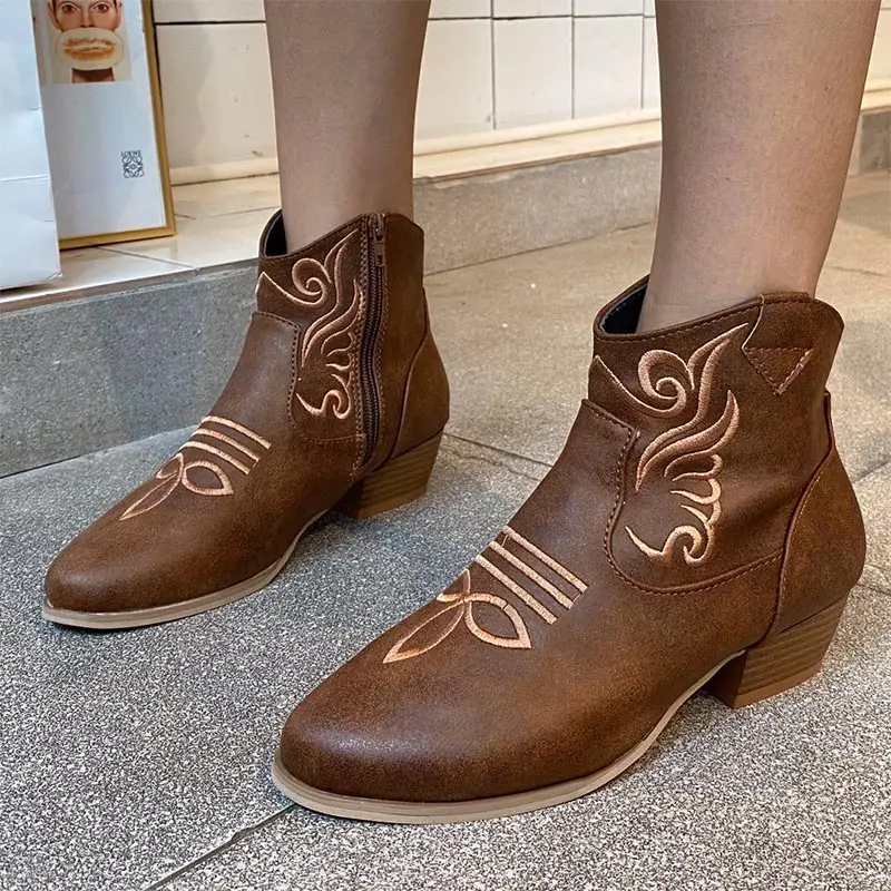 Женские ботинки до щиколотки женская обувь из искусственной кожи на среднем