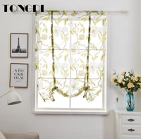 tongdi tulle print curtain pastoral elegant brids leaves floral transparent decor for spring kitchenparlour livingroom bedroom