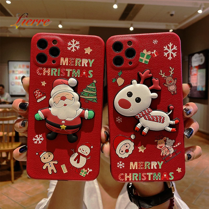 

Merry Christmas Santa Elk Phone Case for iphone 12 ProMax 12Mini XsMax XR TPU Soft Shell for iphone 11Pro 8 Christmas Decoration