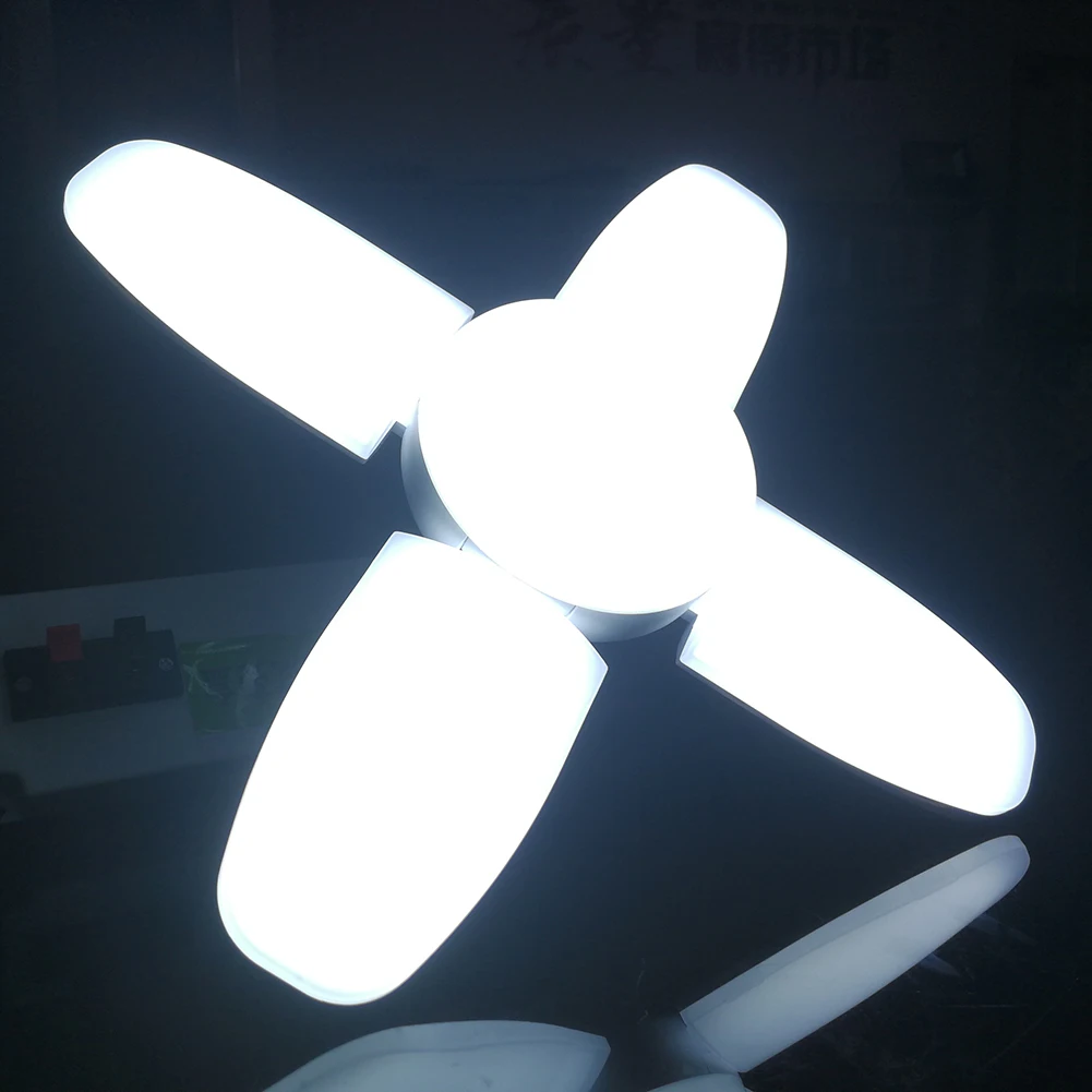 Cold 60W 4 Leaf Супер яркий промышленный светильник ing 60 Вт 80 Вт E27 светодиодный вентилятор гаражный светильник 6000лм 85-265 в 2835 Led High Bay промышленная лампа для мастерской - Цвет: Cold 60W 4 Leaf