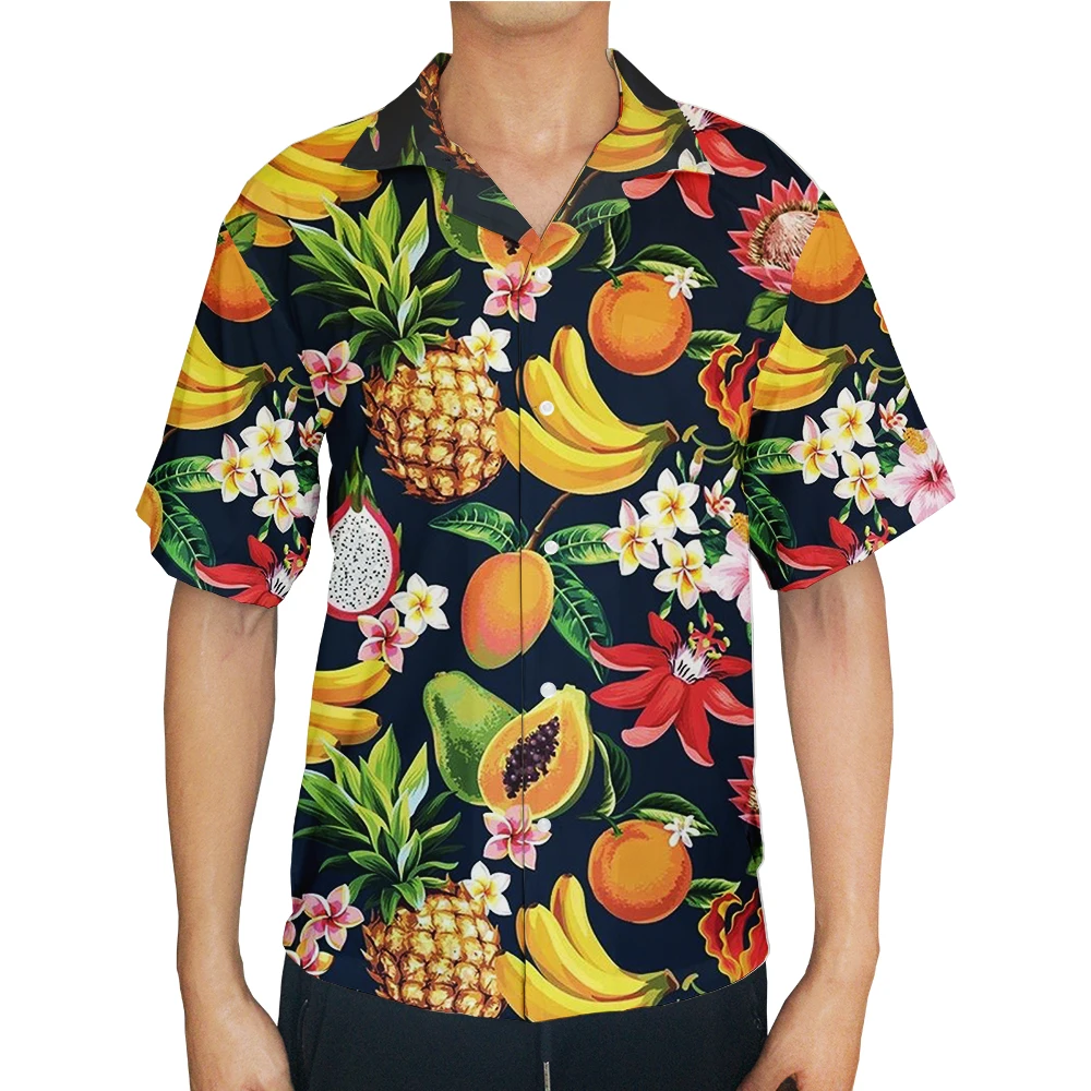 2021 модная мужская Повседневная рубашка Aloha с разноцветным принтом фруктов и