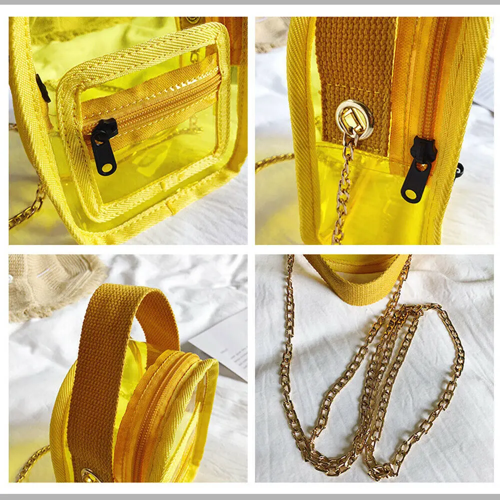 Женская прозрачная сумка для желе из ПВХ женская с цепочкой кошелек модная через