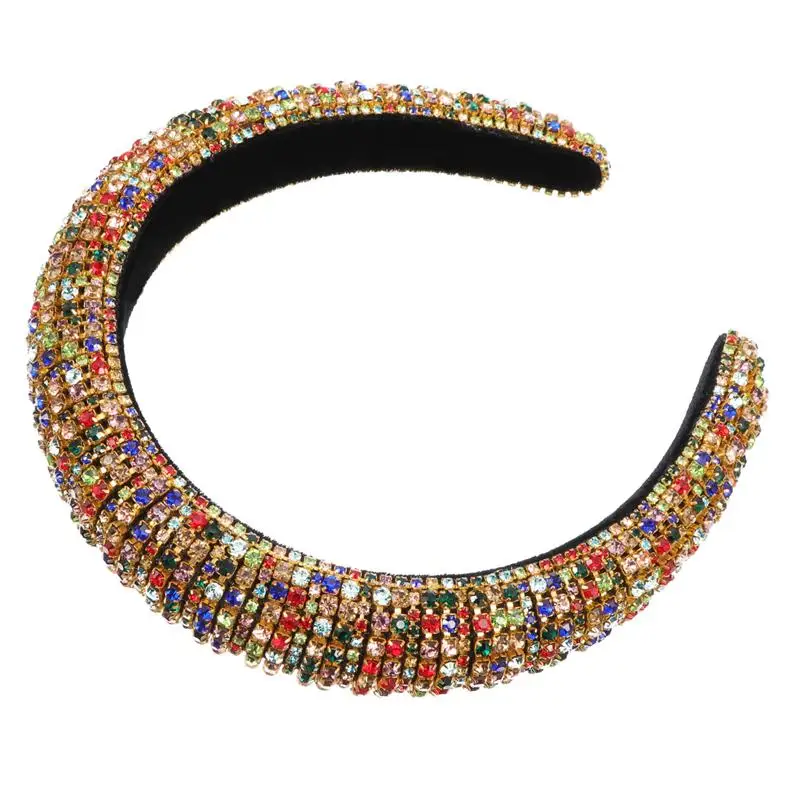 

Rhinestone Padded Headband Women Sparkling Bejewelled Wide Hairband Headdress