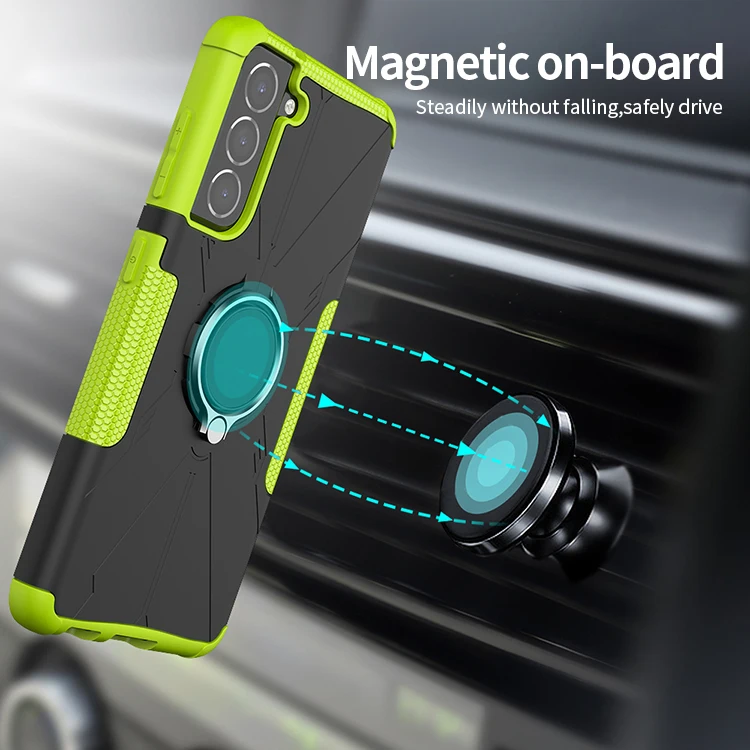

2021 New Fashion Sockproof Armor Case For Samsung Galaxy A02S A12 A52 A72 A82 Coque Galaxy S21 FE Holder Ring Magnet Cover Funda