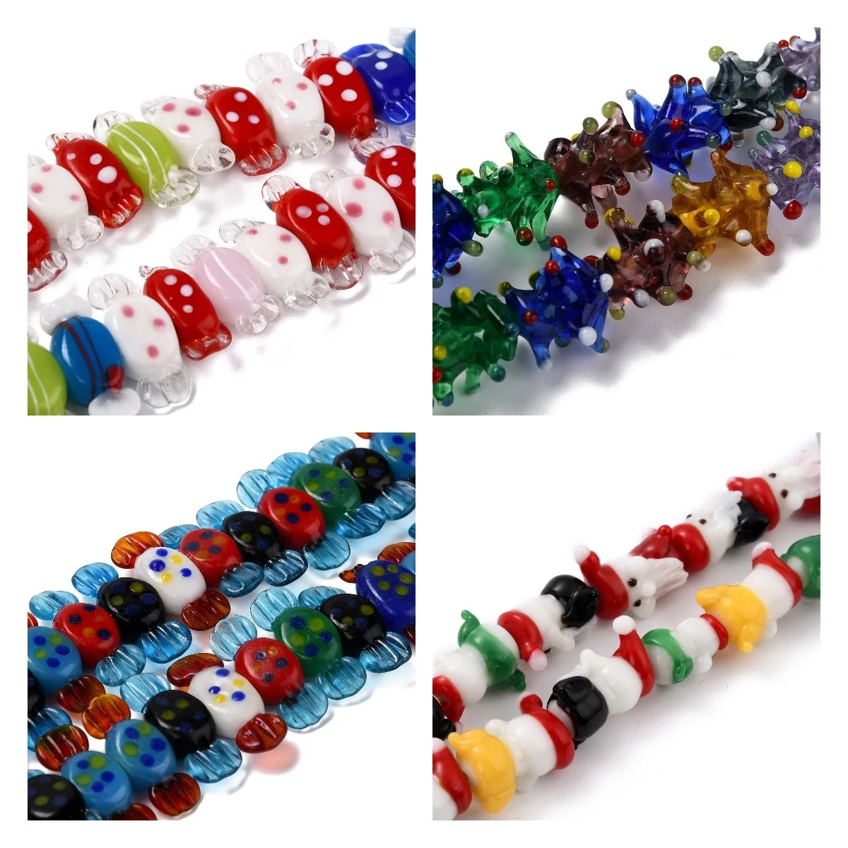 

Handmade Lampwork Beads Strands Colorful Christmas Sock Santa Claus Candy Loose Spacer Beads For Jewelry Accessories Making