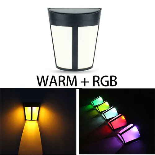 Warm and RGB color 146 светодиодный светильник на солнечной батарее, уличный светильник на солнечной батарее, настенный светильник с датчиком движения PIR, водонепроницаемый светильник на солнечной батарее для украшения сада - Испускаемый цвет: Warm and RGB color