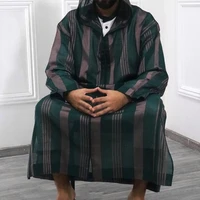 men jubba thobe abaya muslim fashion striped hooded robes dubai arabic kaftan islamic clothing qamis arab turk gown blouse dress