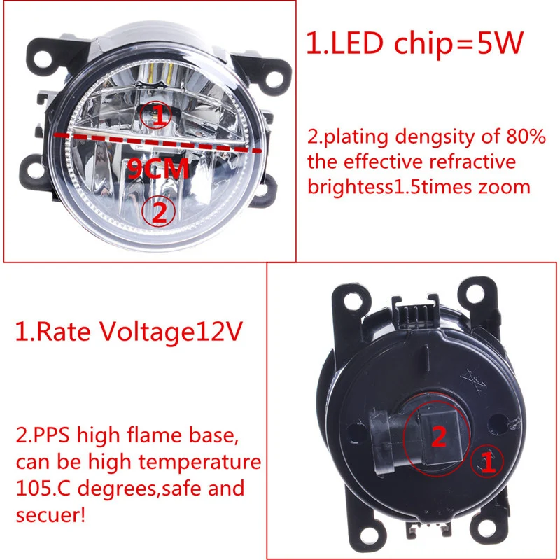 Противотуманные фары для Renault Megane 2/3 Logan Fluence Koleos Kangoo Sandero Thalia светодиодный 20 Вт 6000