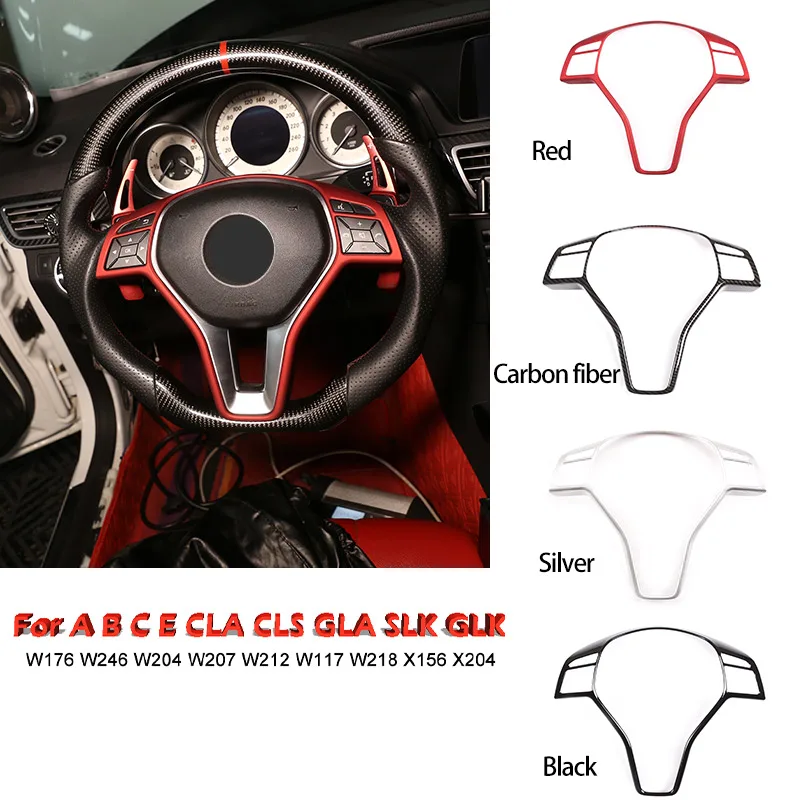 

For Mercedes-Benz ABCE CLA CLS GLA GLK ABS Carbon Fiber Car Steering Wheel Decorative Frame Sticker Car Interior Accessories