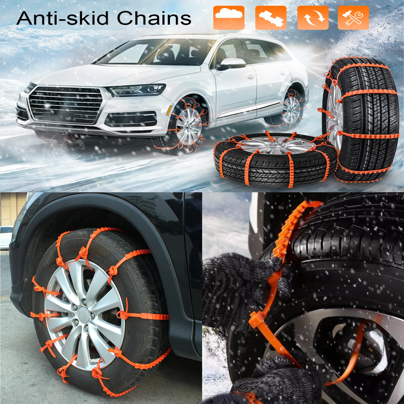 

10PCS Car Winter Tire Wheels Snow Chains Snow Tire Anti-skid Chains Wheel Tyre Cable Belt Auto Winter Outdoor Emergency Chain