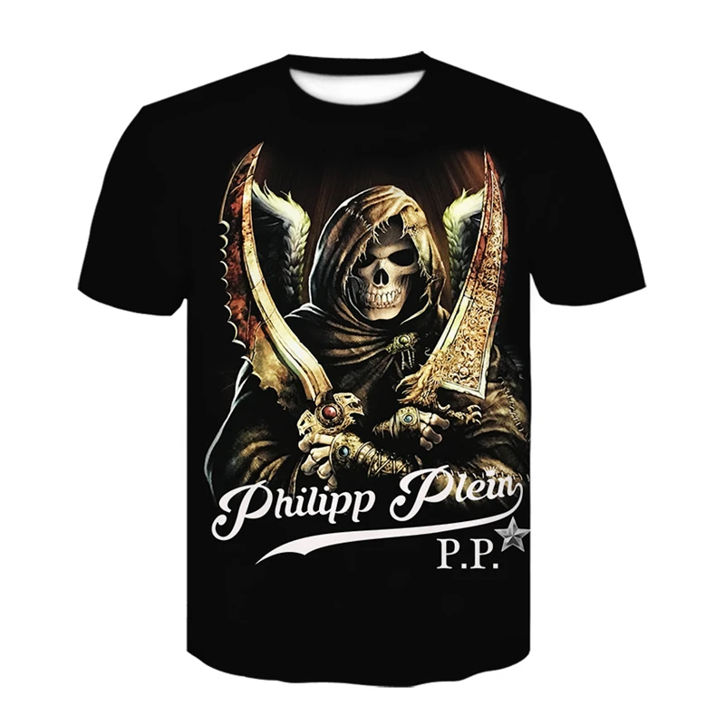 

Summer Men's Quick-drying T-shirt 3DT Horror Skull Shirt Short Sleeve Top Comfortable Breathable Streetwear Casual Sports Shirt