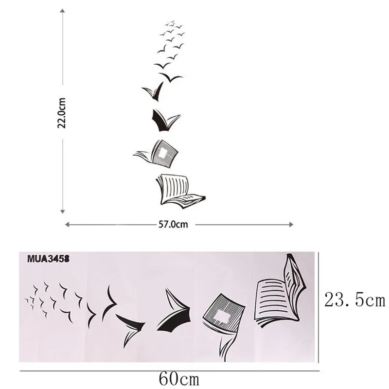 Съемная Настенная Наклейка с изображением библиотеки летающих птиц для кабинета