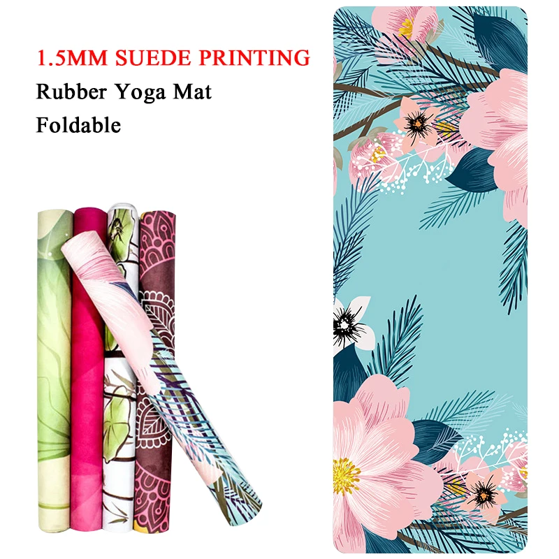 

Collapsible Rubber Yoga Mats Pad Ultra-thin Suede Print Portable Meditation Pilates Blanket Anti Slip Gym Exercise Sport