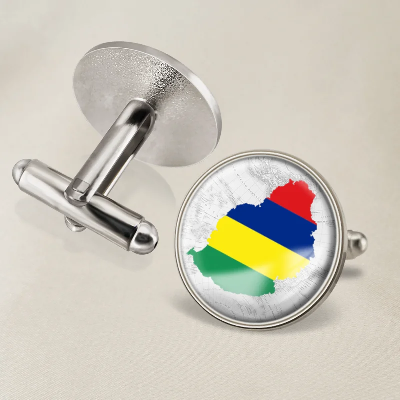 Запонки герб Маврикия карта флаг государственная эмблема | Украшения и