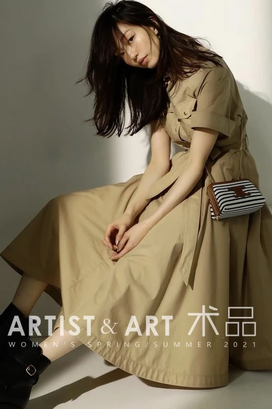 

New Autumn Ladies Elegant Office Dress Vintage Double Breasted Short Sleeve Khaki Dresses for Women 2021 Midi Cotton Vestidos