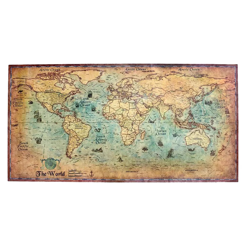 Без рамки 100x50 см винтажная морская карта мира фотообои Декор для дома настенное