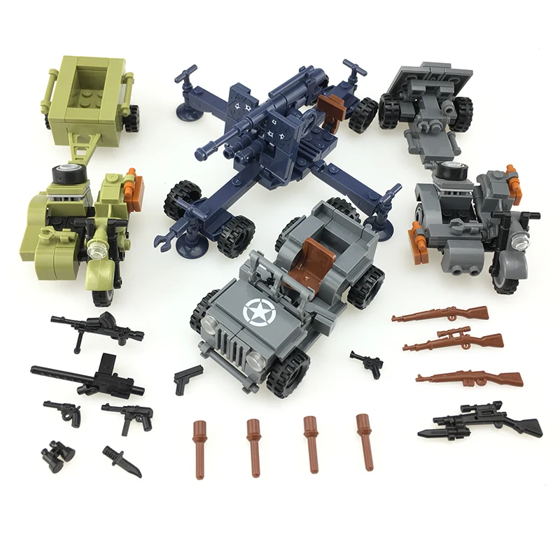 WW2 военный солдат фигурки строительные блоки немецкий Виллис Джип самолет оружие