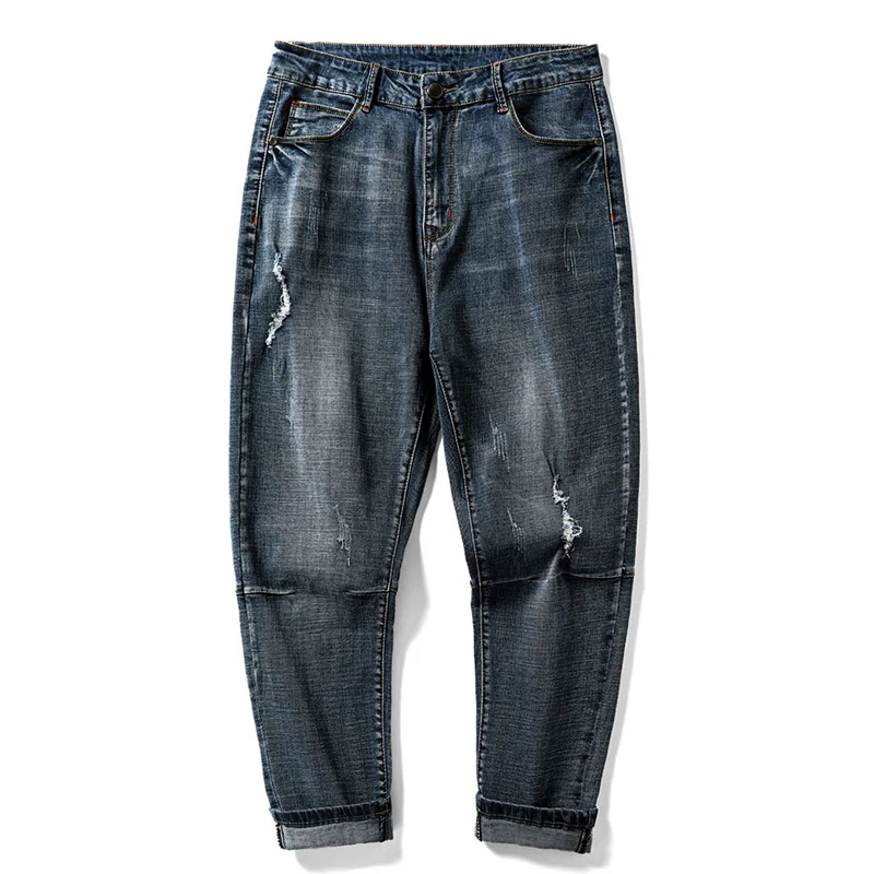 46 Plus Size 2021 Summer High Quality Men's Baggy ripped solid Pants Cargo Male Casual Denim Fashion Mens Long Jeans Trousers