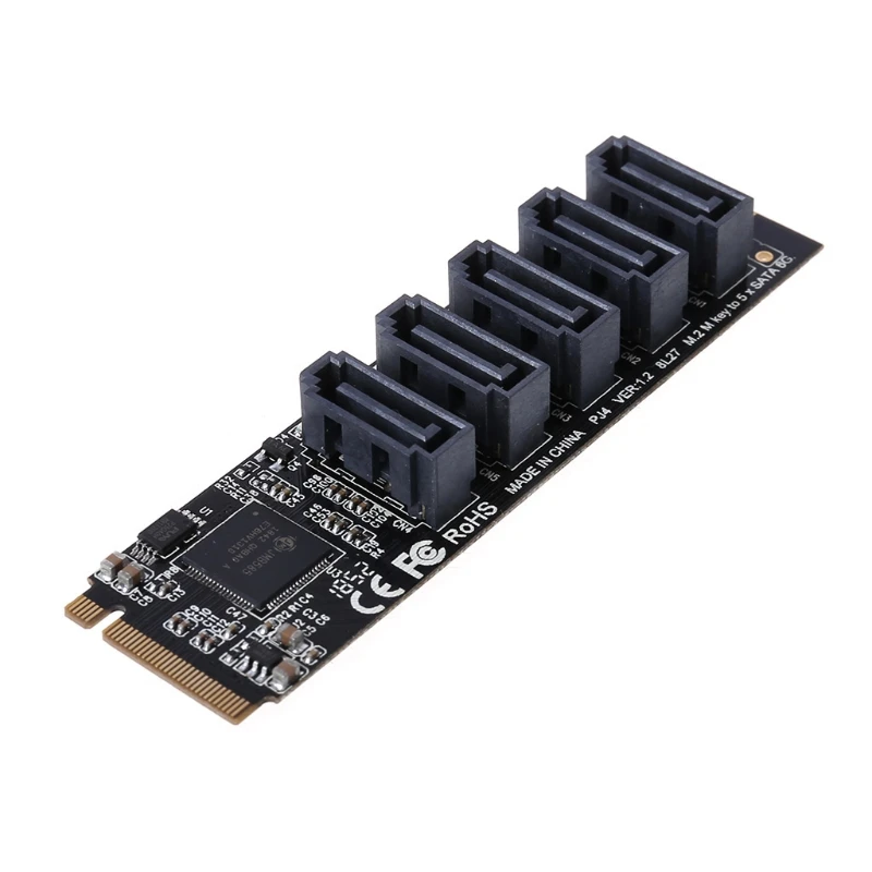 

SATA Disk Array Card JMS585-Slim 5 Ports SATA3 for M. 2 Nvme PCI-E 3.0 to SATA 16G JMB585 with Radiator for thunderBolt3