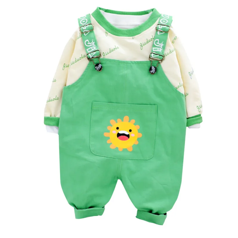 

Новинка; Весенний Детский костюм с героями мультфильмов; Осенняя детская модная футболка для мальчиков и девочек; Комбинезон; 2 шт./компл.; По...