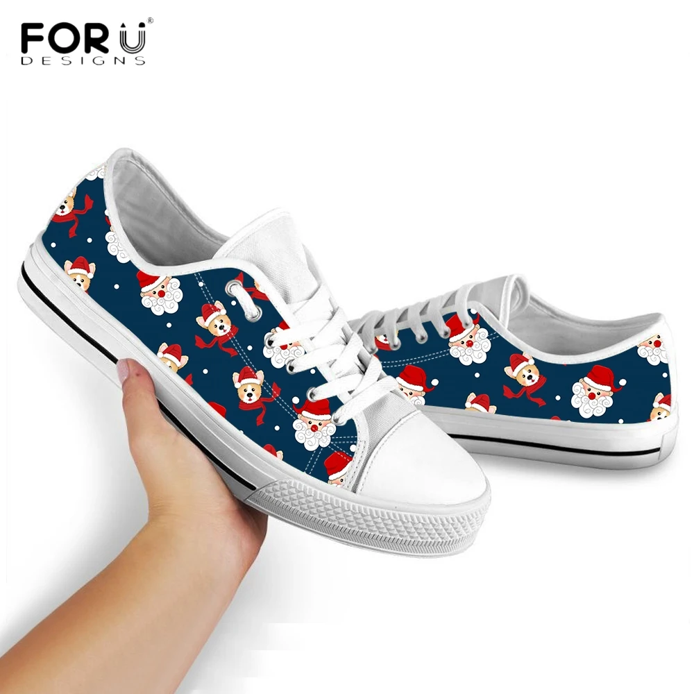 Женские кроссовки с низким верхом FORUDESIGNS рождественским рисунком Санта-Клауса
