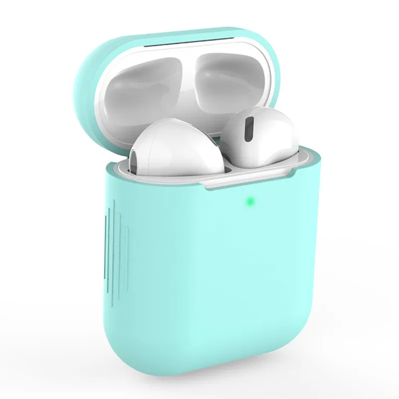 Мятного цвета Силиконовый чехол s для Airpods 2 Airpods2 роскошный защитный чехол для наушников для Apple Airpods чехол 1& 2 противоударный чехол s - Цвет: Мятного цвета