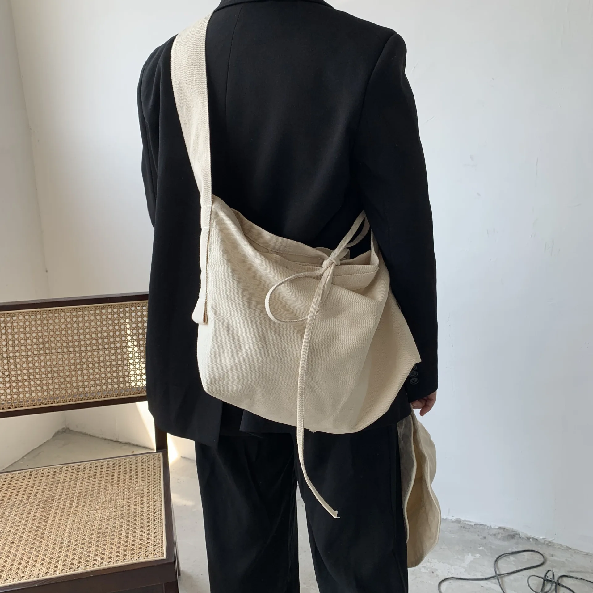 Women Leisure Bandage Crossbody Bag Canvas Shoulder Bag Fema
