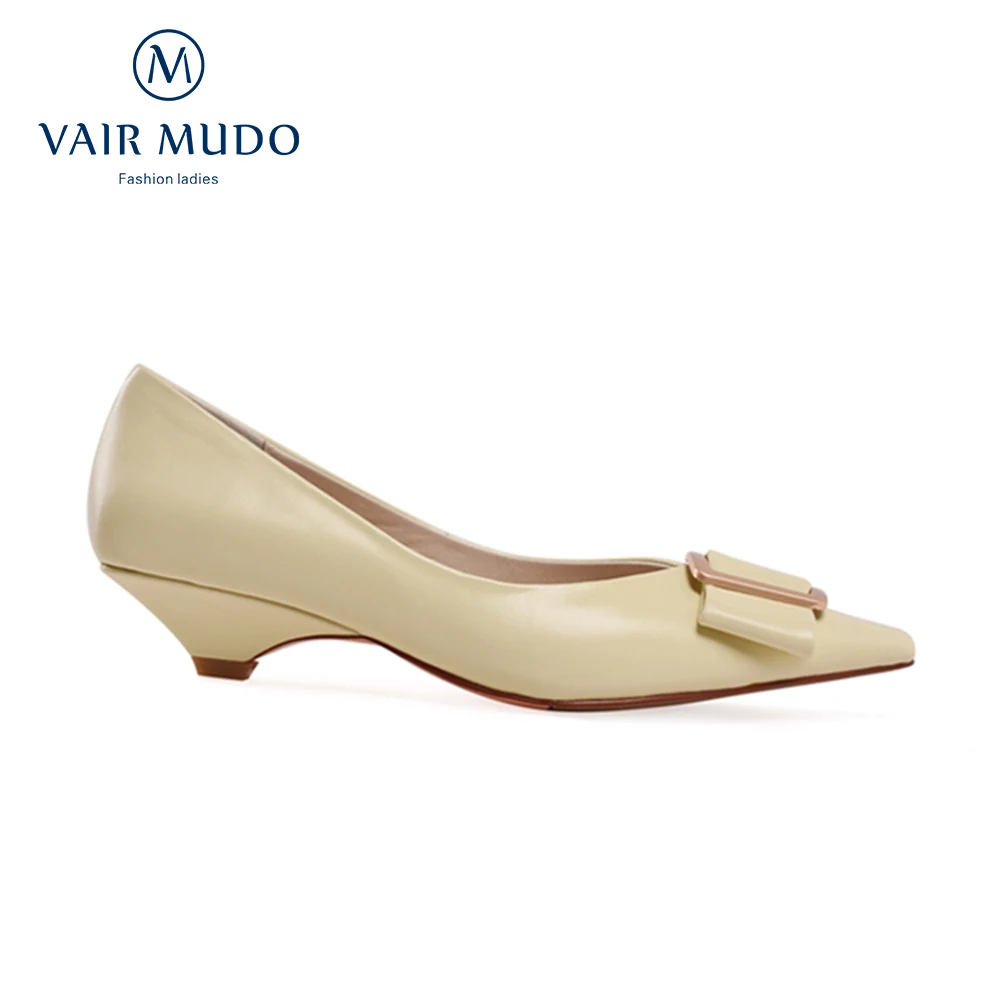 

VAIR MUDO Fashion Women Pumps Shoes Spring Autumn Elegants Mary Janes Genuine Leather Sewing Pointed Toe Office & Career D182L