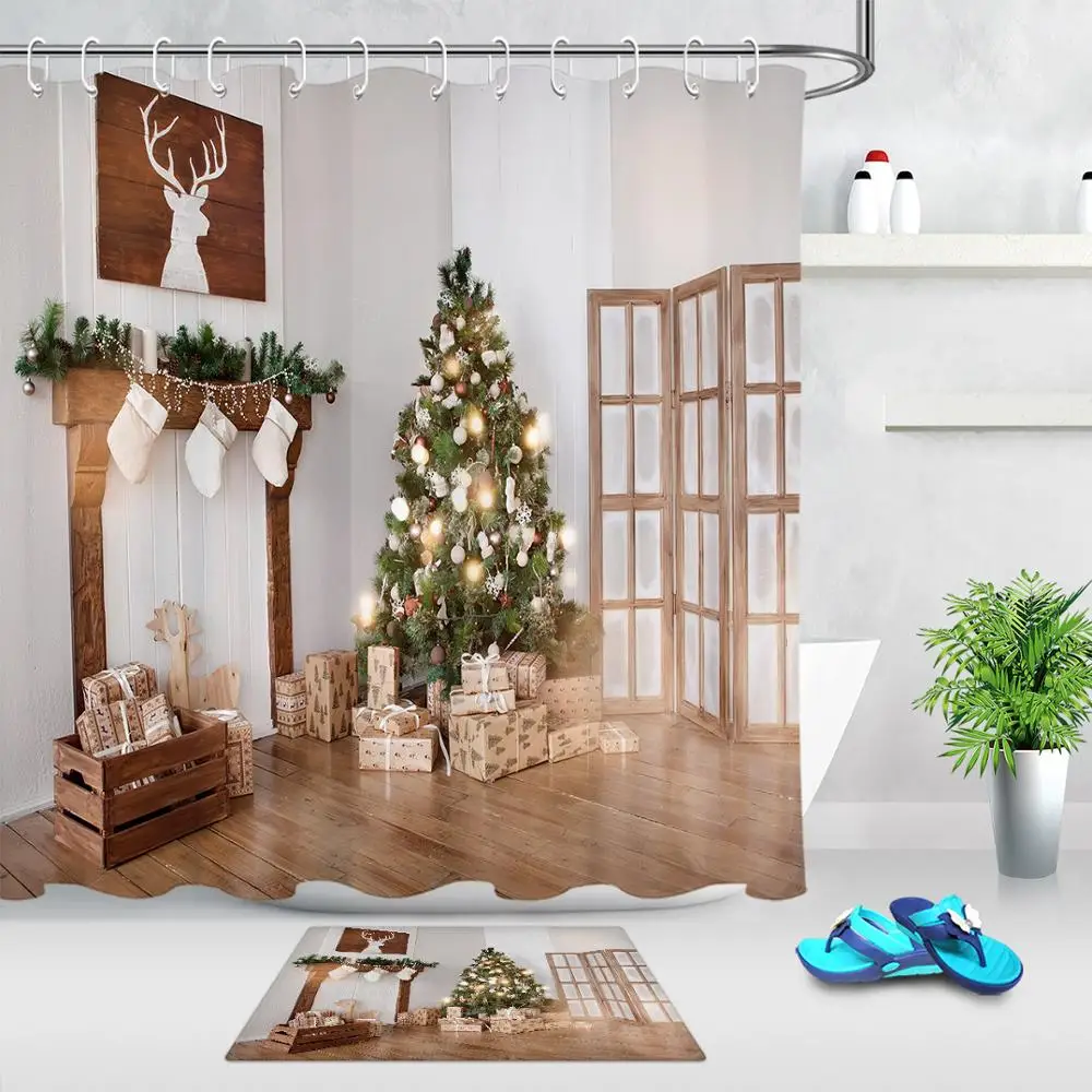 Декор для гостиной Рождественская елка новогодний узор ванная комната полиэстер