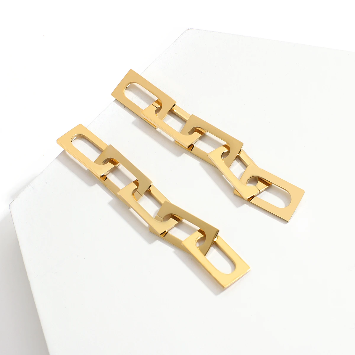 

AMORCOME New Design Stainless Steel Long Chain Drop Earrings for Women Fashion Gold Color Statement Earrings Jewelry