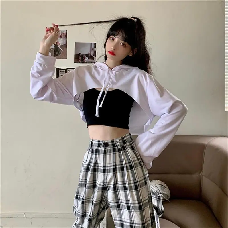 Women's Oversized Korean Fashion New Stitching Cute Plus Velvet Long-Sleeve Hooded Sweatshirt Top Couple Wear