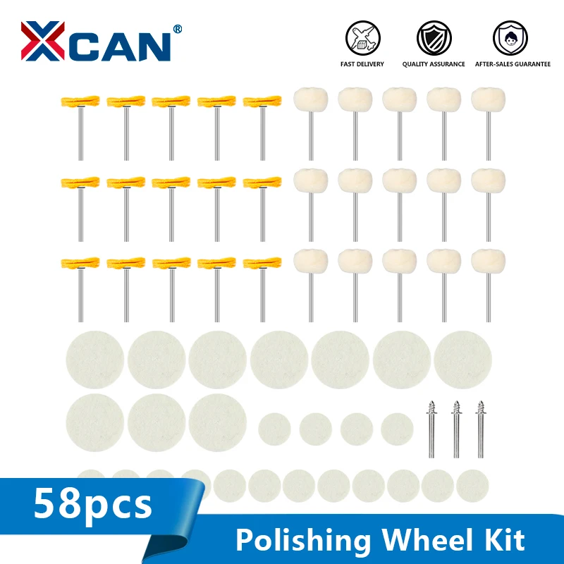 

XCAN Polishing Wheel Kit 3.0/3.175mm Shank Cotton Polishing Disc Pad Buffing Wheel Mini Polish Brush for Dremel Rotary Tools