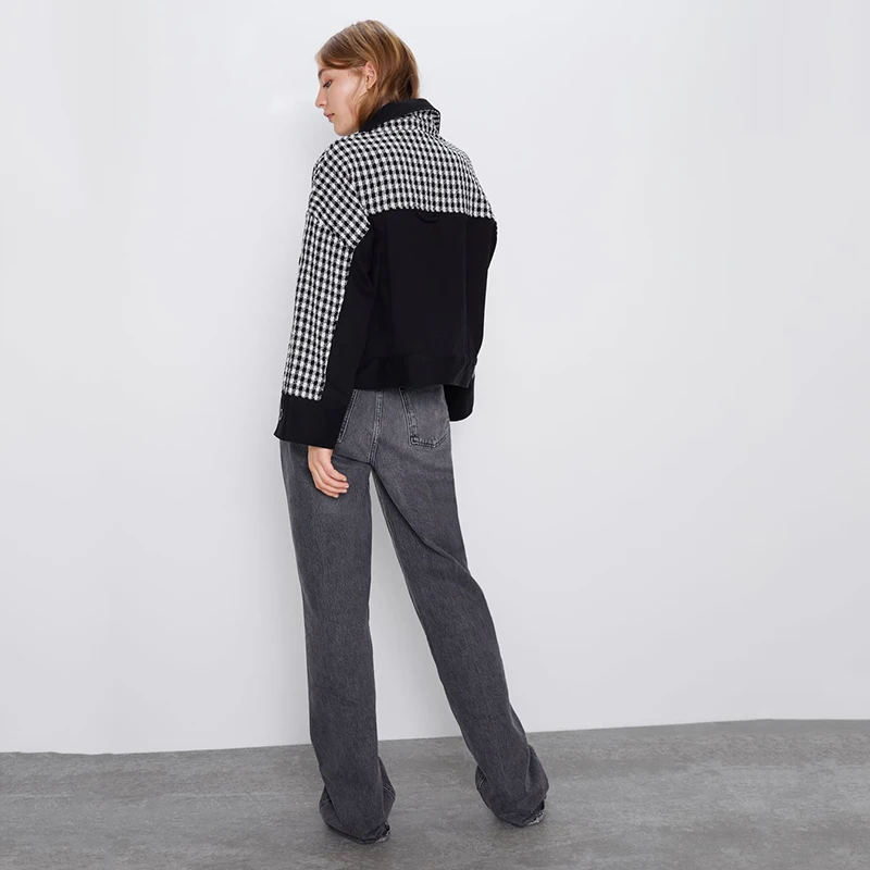 Осенняя клетчатая куртка ZA 2019 модная женская новая модель свободная