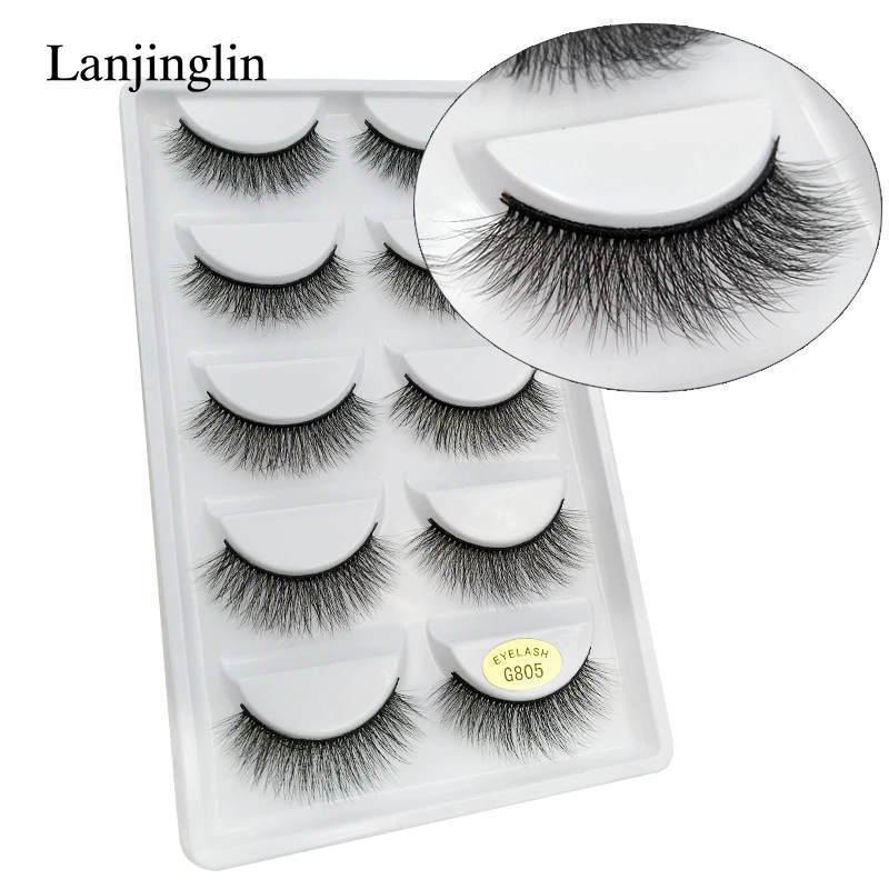LANJINGLIN 10 коробок/лот норковые ресницы натуральные длинные накладные 100% ручная