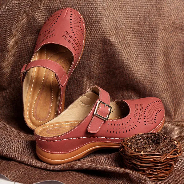 

Summer Shoes Woman Genuine Leather Soft Outsole Closed Toe Sandals Casual Flat Women Shoes New Fashion Women Sandals