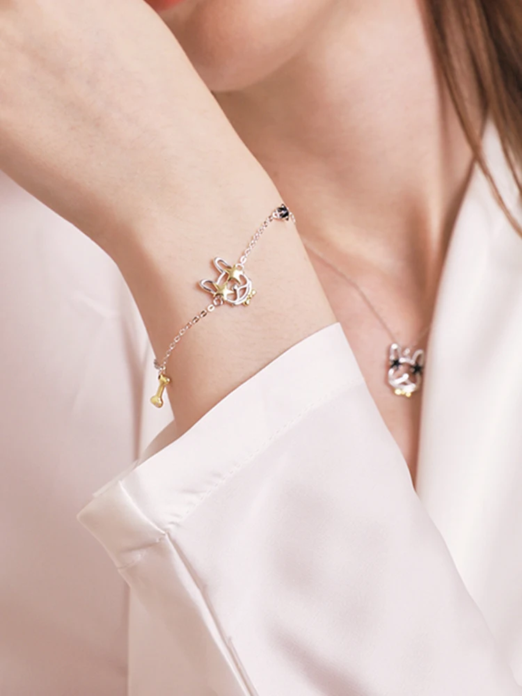 

SILVERHOO 925 Sterling Silver Bracelet For Women Luxury Austria Crystal Bracelets Animal Doggy Sporty Fine Jewelry Free Shipping