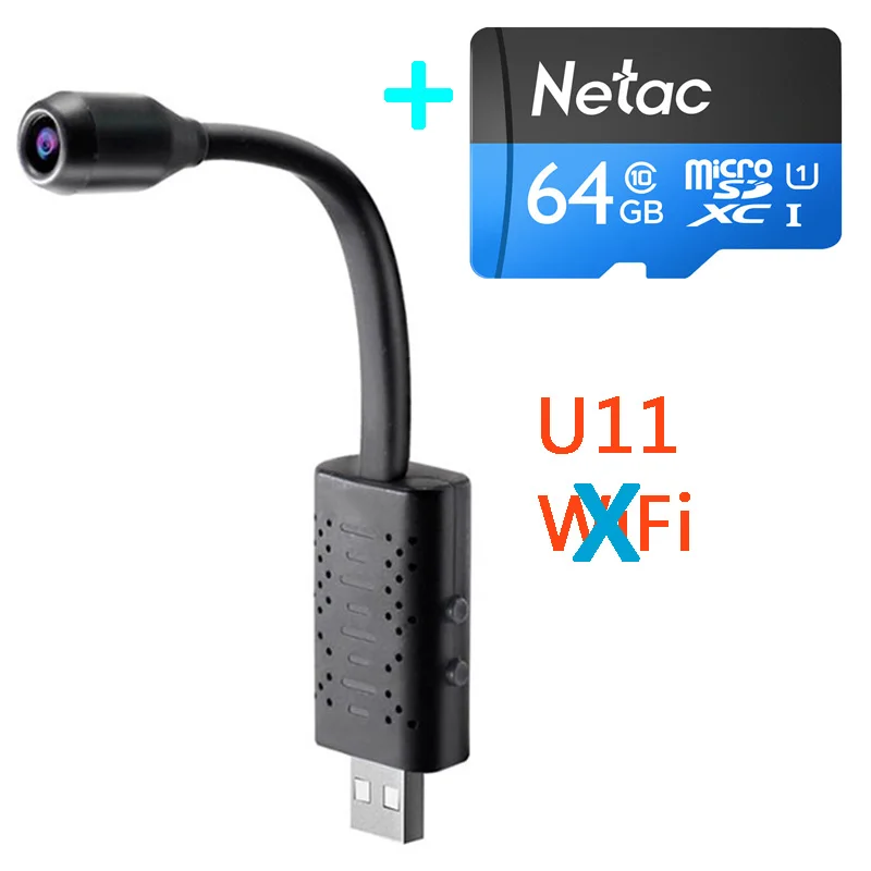 U11camera64GBTFcard Новейшая U11 Мини Портативная HD 1080P USB камера для видеонаблюдения дешевая CCTV Интернет ip камера видео рекордер Поддержка TF карта - Цвет: U11camera64GBTFcard