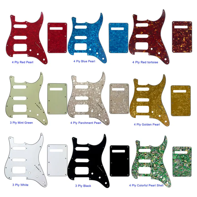 

Fei Man Quality Guitar Parts -For US Fd 11 Screw Holes MIM Start SSH Humbucker Guitar Pickguard & Back Plate Scratch Plate