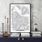 Картина на холсте с изображением известного города, Нидерланды, Амстердам, настенные художественные картины, черные и белые плакаты, принты для гостиной, домашний декор