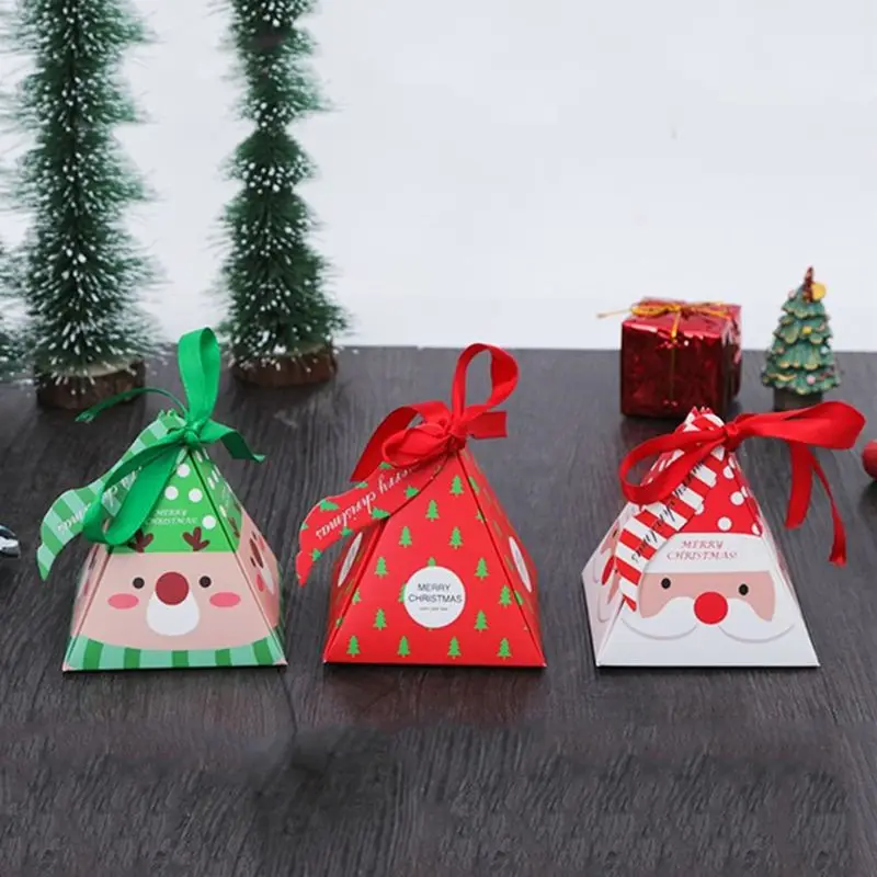 1 шт. бумажное Рождественское украшение Подарочная коробка конфет треугольная