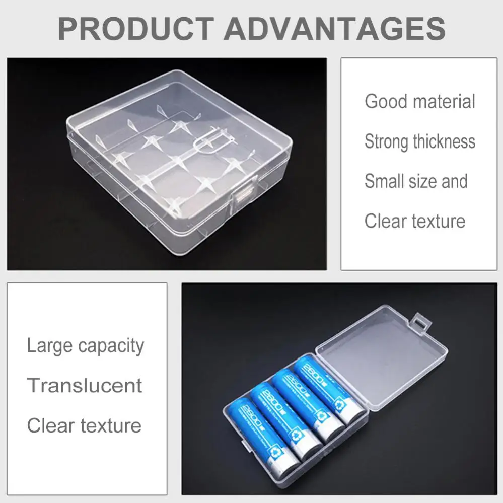 18650 Батарея Пластик ящик для хранения Жесткий Чехол держатель чехол 4x18650 AA
