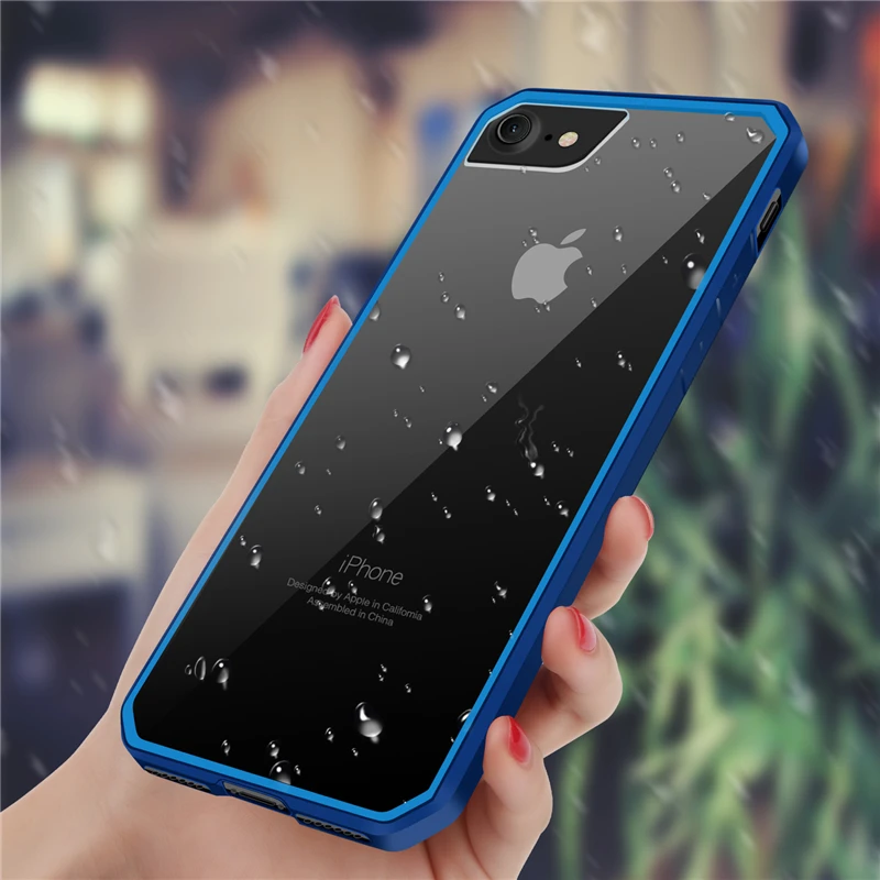 Модный прозрачный чехол для телефона iPhone 7 8 мягкий ТПУ и Жесткий ПК задняя крышка