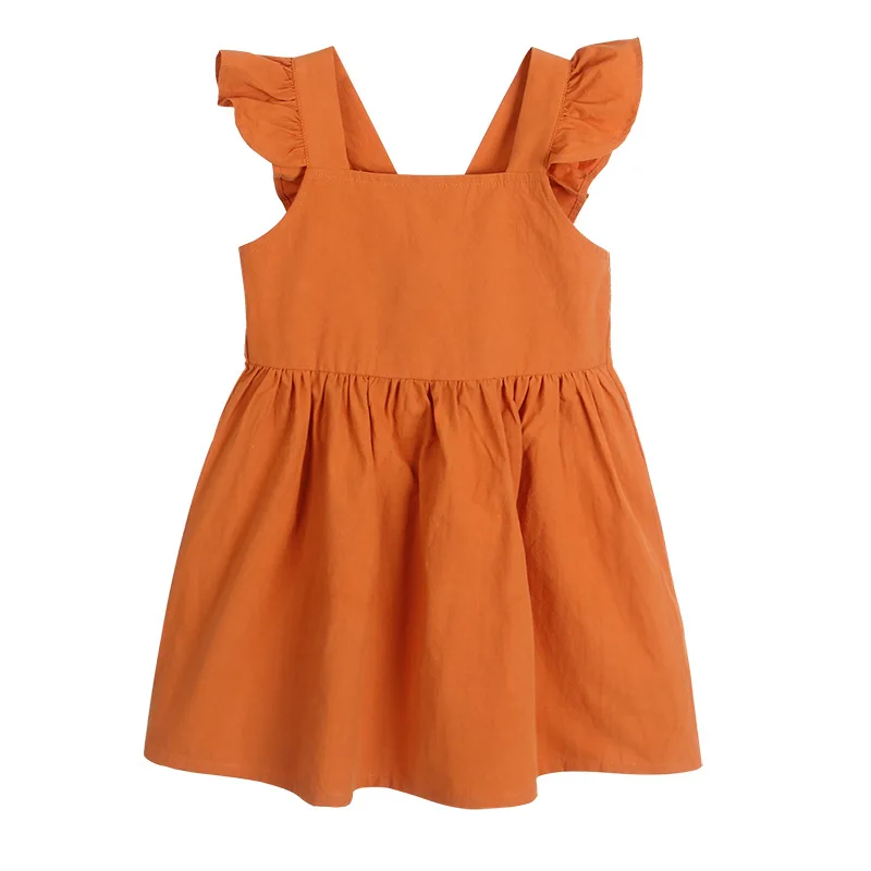 2021 Big Girl Dresses Summer Sundress For Girls Flare Sleeve Beach Dress Baby 100% Cotton Kids Clothes 5 7 8 9 10 11 13 14 Years | Детская