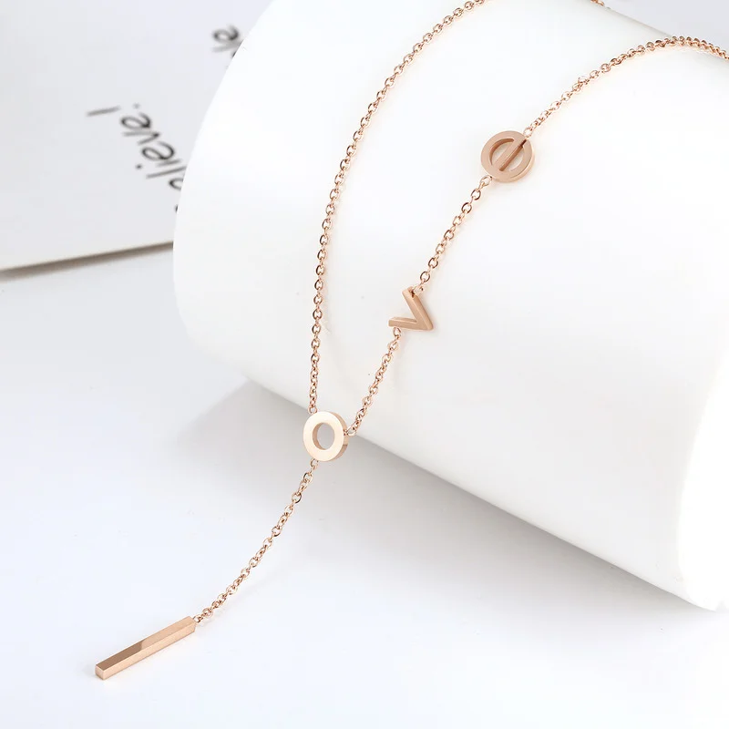 

LOVE Necklace ladies exquisite clavicle chain letter necklace accessories rose gold necklace collar Valentine's day wedding gift